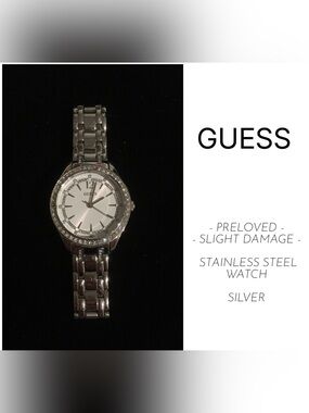GUESS - PRELOVED SLIGHT FLAW - SILVER STAINLESS STEEL WATCH / BRACELET